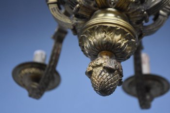             Magnificent Louis XIV Chandelier Napoleon III In Gilt Bronze Heads