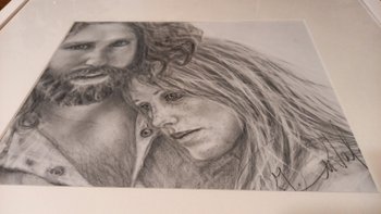 Dessin Mine de plomb /Jim Morrison/ Pamela Courson