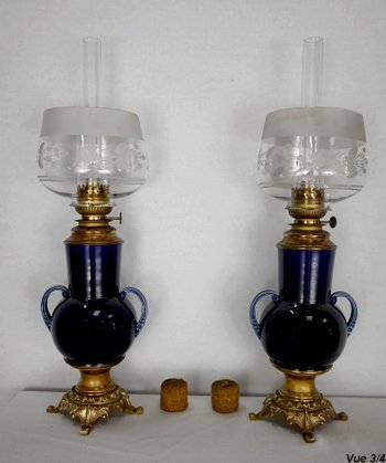 Coppia di lampade a olio in terracotta - Inizio XX secolo