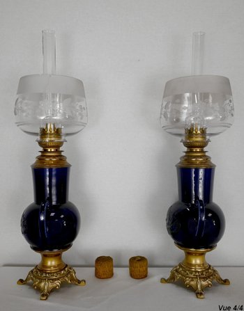 Coppia di lampade a olio in terracotta - Inizio XX secolo