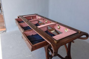 Superb Art Nouveau Console In Carved Mahogany 1900