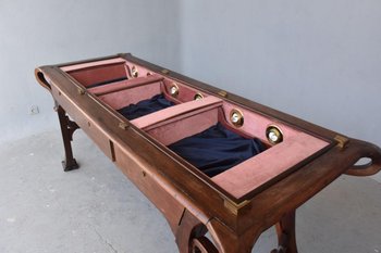 Superb Art Nouveau Console In Carved Mahogany 1900