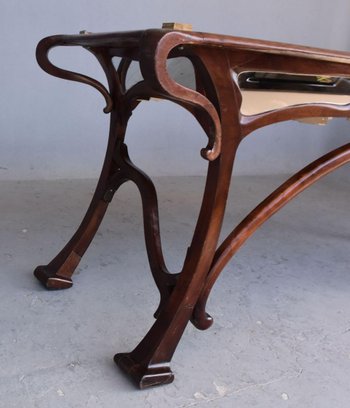 Superb Art Nouveau Console In Carved Mahogany 1900