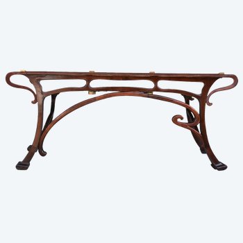 Superb Art Nouveau Console In Carved Mahogany 1900