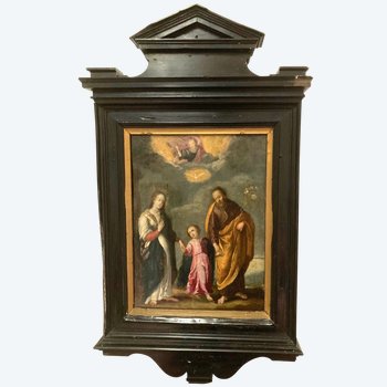 18th Century Flemish School - “The Holy Family” - Oil on copper - High QUALITY