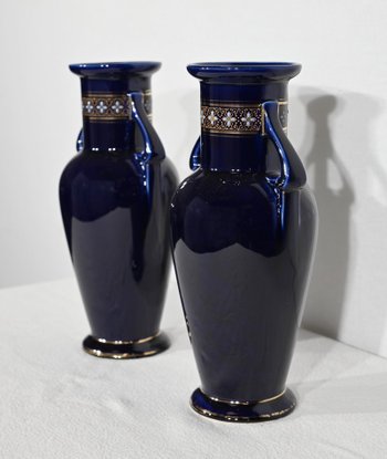 Pair of Glazed Earthenware Vases - Early XXth
