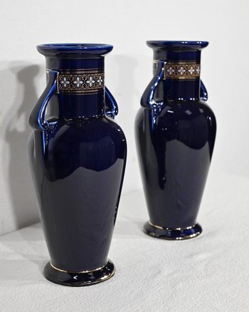 Pair of Glazed Earthenware Vases - Early XXth