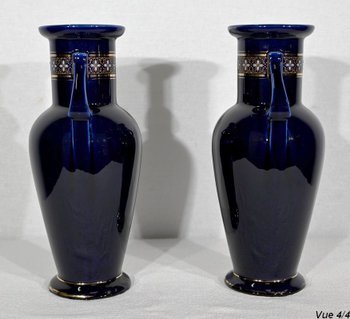 Pair of Glazed Earthenware Vases - Early XXth