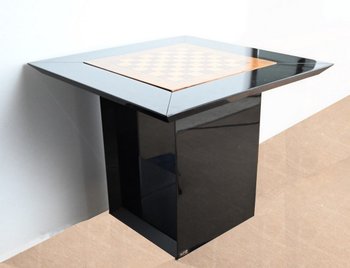 Ensemble Table de Jeux, Échiquier et Paire de Chaises Paul Michel – 1970