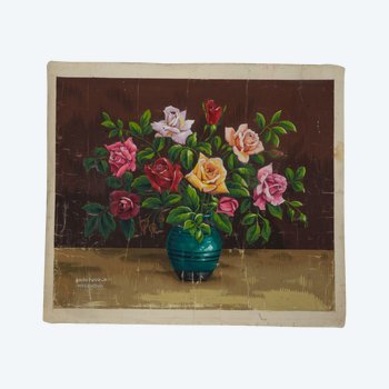 Carton de tapisserie d'Aubusson, bouquet de fleur 