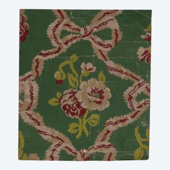 Cardboard of Aubusson tapestry, flowered motif with ribbon