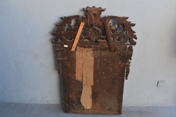 Specchio Luigi XIV In Legno Intagliato E Dorato XVIII Volta