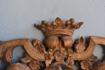 Specchio Luigi XIV In Legno Intagliato E Dorato XVIII Volta