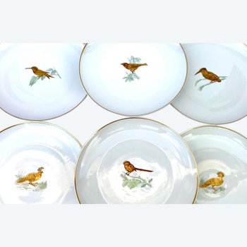 L. Bernardaud & Cie Limoges 6 plates decoration with birds