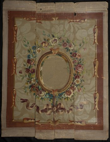 Carton of Aubusson tapestry medallion with floral pattern