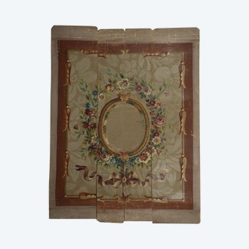 Carton of Aubusson tapestry medallion with floral pattern