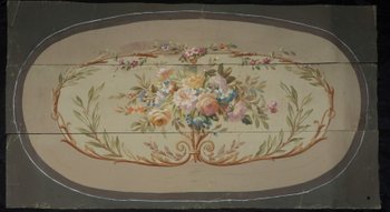 Karton eines Aubusson-Gobelins mit Blumenmotiv