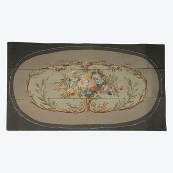 Karton eines Aubusson-Gobelins mit Blumenmotiv