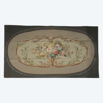 Carton de tapisserie d'Aubusson motif floral