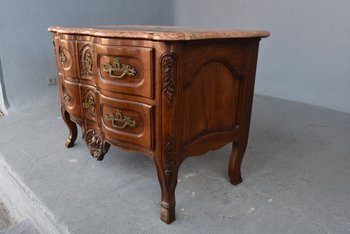             Comò Sauteuse A Forma Di Balestra In Noce Diciottesima Volta