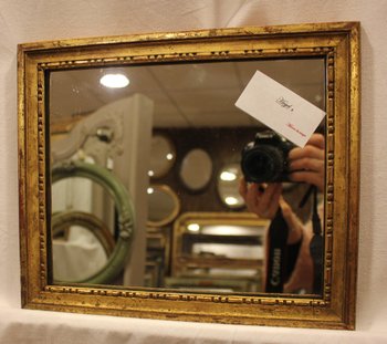Small Mirror Louis XVI Style, Gilded Wood, Mercury 27 X 32 Cm