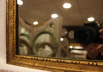 Small Mirror Louis XVI Style, Gilded Wood, Mercury 27 X 32 Cm