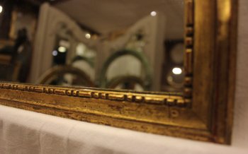 Small Mirror Louis XVI Style, Gilded Wood, Mercury 27 X 32 Cm