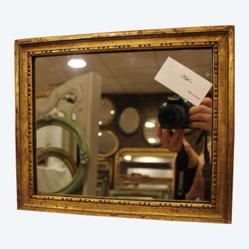 Small Mirror Louis XVI Style, Gilded Wood, Mercury 27 X 32 Cm