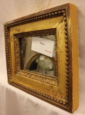 Small Louis XVI Mirror, Gilded Wood, Mercury Glass 20 X 23 Cm