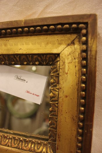 Small Louis XVI Mirror, Gilded Wood, Mercury Glass 20 X 23 Cm