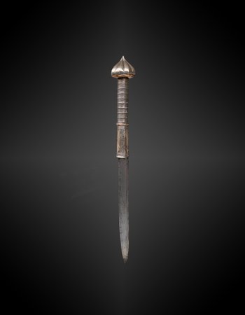 SCIABOLA detta Dha Birmanie fine XIX secolo Legno, ferro e argento