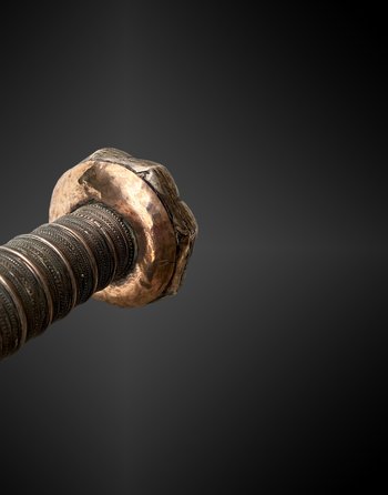 SCIABOLA detta Dha Birmanie fine XIX secolo Legno, ferro e argento