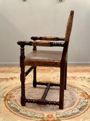 Poltrona in pelle di Cordoba di epoca Luigi XIII