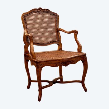 Fauteuil Canné En Noyer d'Epoque Regence XVIIIème