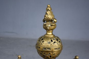 Important Pair Of Bronze Fireplace Andirons XIXth Century