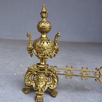 Important Pair Of Bronze Fireplace Andirons XIXth Century