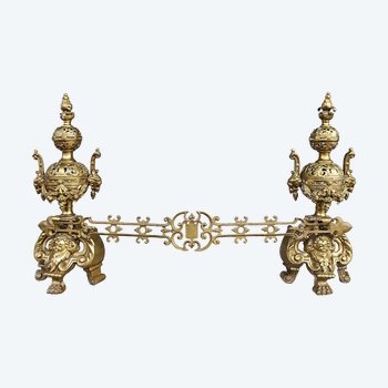 Important Pair Of Bronze Fireplace Andirons XIXth Century