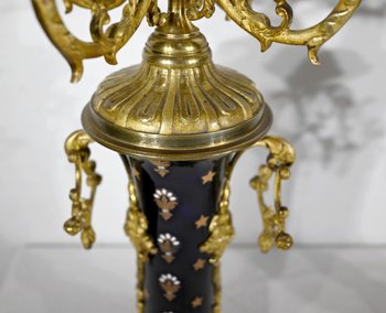 Important Gilded Bronze Mantel Set - Late 19th Century