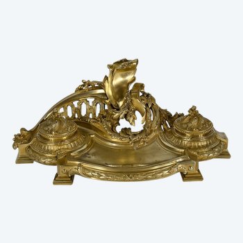 Gilded bronze inkwell, signed Vandevoorde - Early XXth century