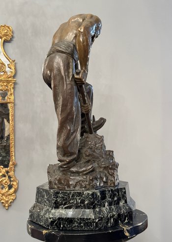 Paul Moreau-vauthier (1871-1936), importante scultura in bronzo con patina marrone