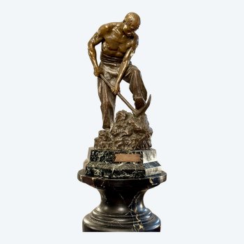 Paul Moreau-vauthier (1871-1936), importante scultura in bronzo con patina marrone