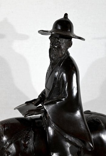 Set in bronzo "Il cavaliere", Cina - Fine XIX secolo