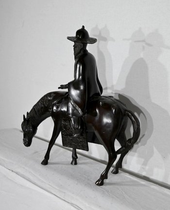 Set in bronzo "Il cavaliere", Cina - Fine XIX secolo