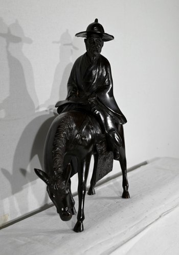 Set in bronzo "Il cavaliere", Cina - Fine XIX secolo