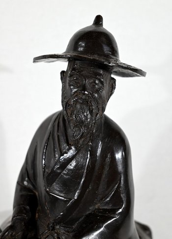 Set in bronzo "Il cavaliere", Cina - Fine XIX secolo
