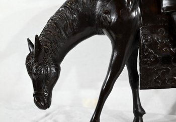 Set in bronzo "Il cavaliere", Cina - Fine XIX secolo