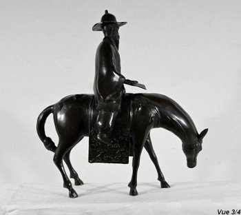 Set in bronzo "Il cavaliere", Cina - Fine XIX secolo