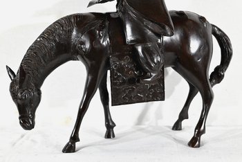 Set in bronzo "Il cavaliere", Cina - Fine XIX secolo
