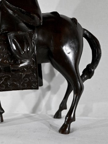 Set in bronzo "Il cavaliere", Cina - Fine XIX secolo