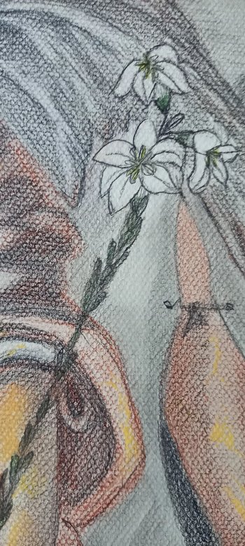 pencil and red chalk drawing The Annunciation (after Andrea Del Sarto)